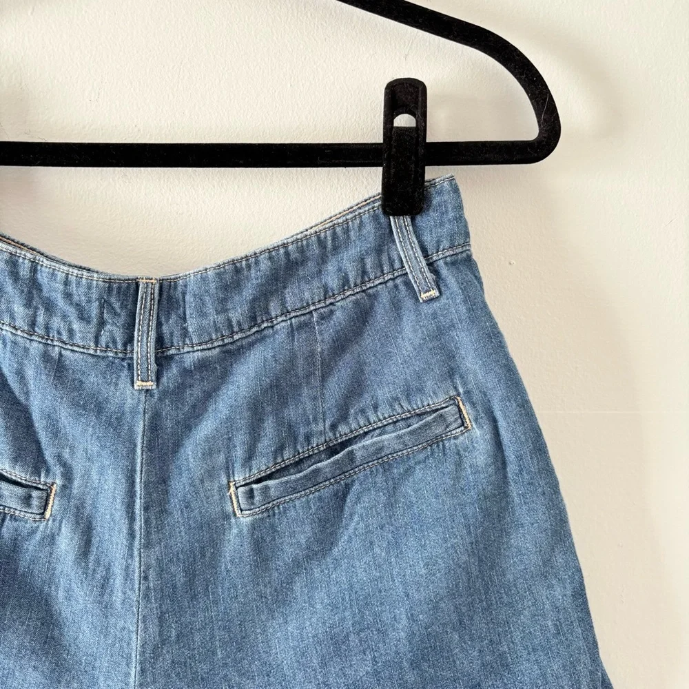 L’AGENCE Zahari Pleated Denim Shorts High-Rise Soft Denim Casual Effortless - Picture 6 of 7